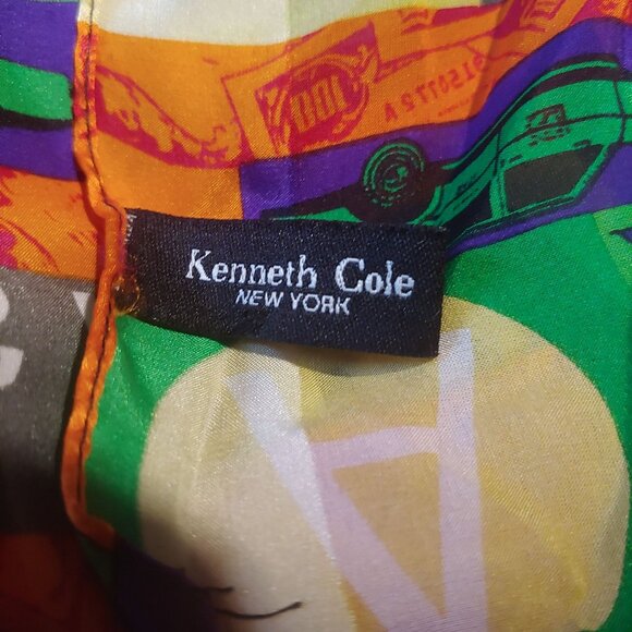 Kenneth Cole 100% Silk Everything NYC Colorful Trendy Stylish Scarf - Picture 7 of 8